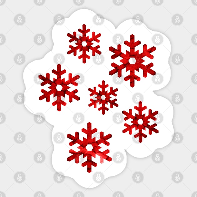 Watercolor Snowflakes (Red) Sticker by illucalliart